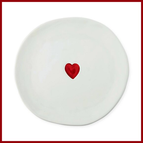 NEW RARE Williams Sonoma Set of 4 Heart Appetizer Plates 6 1/2" Stoneware - Picture 4 of 5